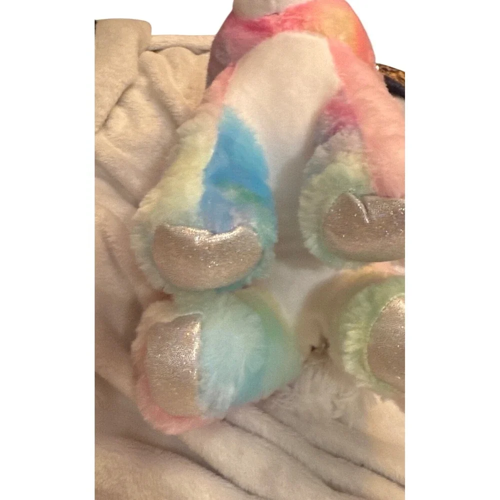 Pink Tie Dye Unicorn Plush Purse Sequin Ears Silver Horn Zipper Pocket 9